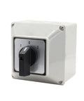 Universal Changeover Selector Switch With Waterproof Installation Box, 3 Position 8 Terminal Power Transfer Rotary Cam Switch, 220V 63A For Motors And Generators, Heavy-Duty Workhorse Electrical Gear, white enclosure