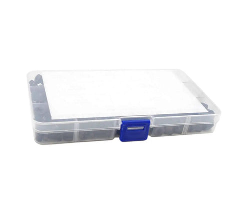 180 Piece Metric M6 Black Pa66 Nylon Phillips Pan Head Screw Assortment Kit With Hex Nuts And Flat Washers in storage case.