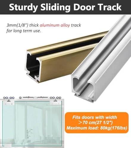 Soft Close Sliding Door Track Kit For Glass Doors 7.5 Foot Aluminum Barn Door Hardware Pocket Door System Closet Guide Rail