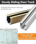 15ft Heavy Duty Sliding Barn Door Track Kit With Soft Close Hardware, silver and gold rail detail, ideal for home decor