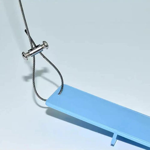 30 Pack Double Hole Wire Rope Cable Clamps for 3mm Line Holes securing wire to blue board, iron construction, indoor use