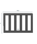 Universal Wood Toddler Guardrail For Crib To Toddler Bed Transition, gray finish, wood guardrail dimensions 12.5 x 19.5 inches