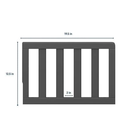 Universal Wood Toddler Guardrail For Crib To Toddler Bed Transition, gray finish, wood guardrail dimensions 12.5 x 19.5 inches