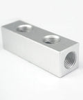 Aluminum Pneumatic Fitting Manifold Block 2 Way Splitter For Air Water Gas Oil Lines One Quarter Inch BSP 20x20mm
