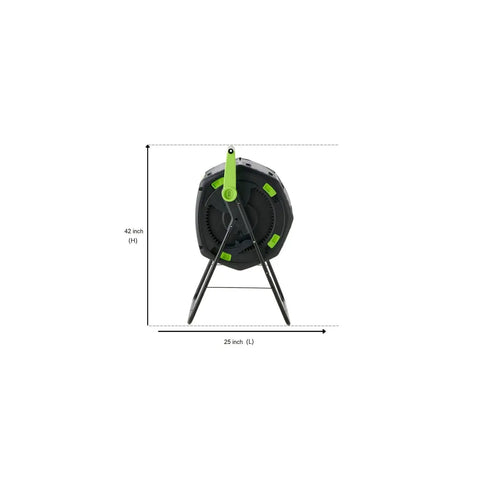 Front view of 48 Gallon Dual Compartment Compost Tumbler With No-Fuss Turn And Continuous Cycle, 42-inch height, 25-inch width.