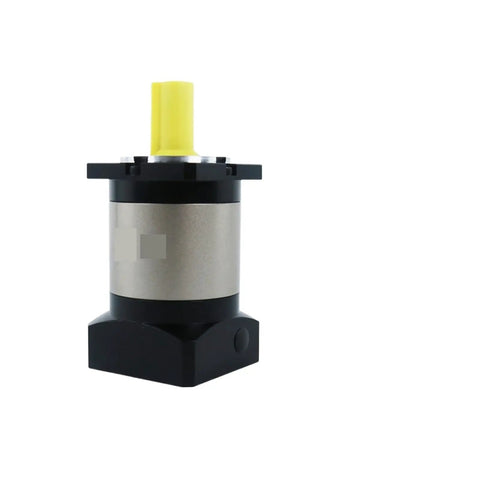 PLF60 60Mm High Precision Planetary Gearbox Reducer 50 To 1 Ratio with yellow output shaft for motor speed control.