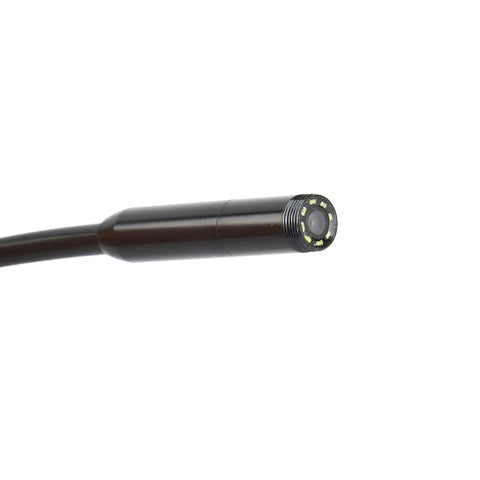 Close-up of the camera head of the Portable Handheld Endoscope Camera With 2.8 IPS Screen And Six LED Lights Digital Inspection Borescope.