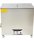 Heavy Duty Industrial Ultrasonic Cleaner 130 Liter Tank With Digital Temp And Timer 80 Kilohertz Frequency for jewelry and glasses, stainless steel front.