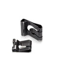 Top Tier 10 To 160 Pcs Manganese Steel U Shape Clips With Elastic Loosening Clamps For Shaft Hardware And Heavy Duty Washers In Black Sizes M4 Through M16, two black metal clips.