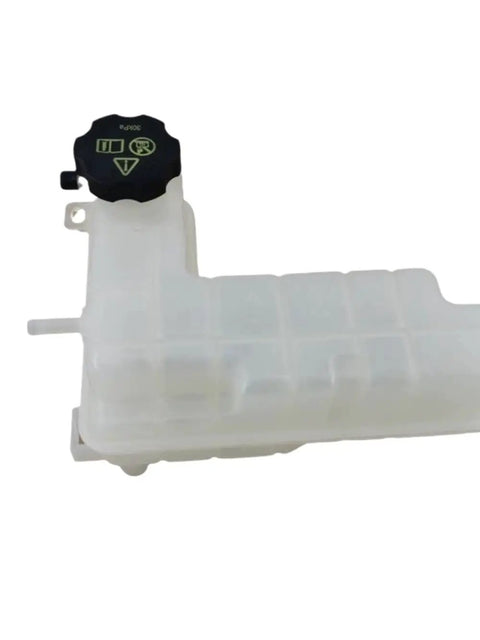 Heavy Duty Auxiliary Coolant Reservoir With Slick Precision Fitment And Beefy Corrosion Resistant Construction For BYD E1 E5 Yuan EV Electric Rides And Daily Commutes, showing a transparent coolant tank with black cap.