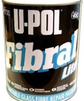 Can of U-POL Fibral Lite Premium Fiberglass Filler For Auto Body Repair, lightweight and smooths dents, fast drying formula.