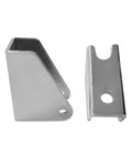 Pair of silver universal linear actuator mounting brackets with pins, 180° swivel