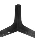 Single black triangular leg from 4 Piece Iron Electroplated Furniture Leg Set For Sofa, Bedside Table And Coffee Table, Heavy Duty Black Finish.