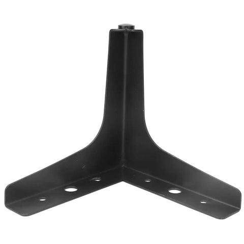 Single black triangular leg from 4 Piece Iron Electroplated Furniture Leg Set For Sofa, Bedside Table And Coffee Table, Heavy Duty Black Finish.
