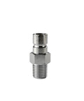 Honda Go-To Fuel Tank Fitting, Male Connector, One Quarter Inch Thread, Chrome Plated Brass, Marine Grade Silver, front view