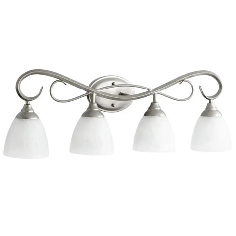 Powell Collection Transitional Three Light Vanity in Pewter Nickel Silver Finish Damp Rated for Bathrooms 23 Inch Wide Classic Nickel