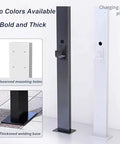 Heavy Duty Outdoor EV Charger Pedestal Built Tough For Your Ride Freestanding Charging Station in black and white, thick design.