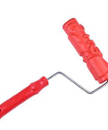 Killer DIY Doodle Dinosaur Wall Printing Roller with High Density Microfiber Cover and Sturdy Alloy Handle for Rad Home Decor Projects and Sick Wall Embossing Art in red color.