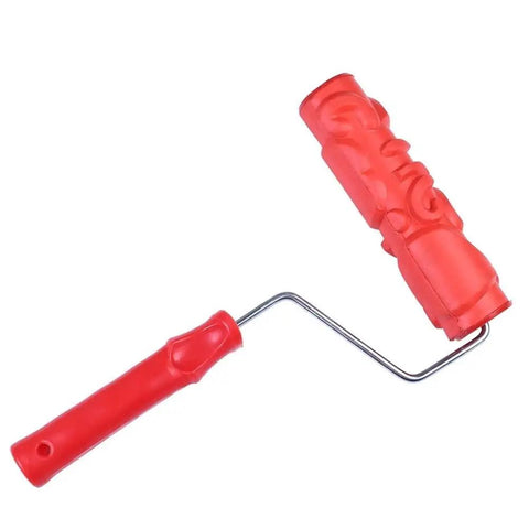 Killer DIY Doodle Dinosaur Wall Printing Roller with High Density Microfiber Cover and Sturdy Alloy Handle for Rad Home Decor Projects and Sick Wall Embossing Art in red color.