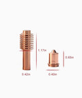 20 Pack Plasma Electrode And Nozzle Kit 52574 51206.11 70A For X45 Vipercut 30 showing copper electrode and nozzle with dimensions