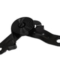 Hood hinge with coiled spring, black metal, for Chevy Silverado/Sierra trucks (close-up view)