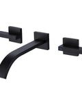 Matte Black Brushed Brass Wall Mount Bathroom Faucet With Two Handles Solid Brass Construction Wall Mounted Sink Faucet