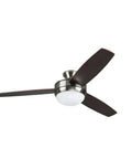 Brushed Nickel Ceiling Fan With Light And Remote, 52 Inch Diameter, Dimmable 18W LED Light At 3000K, dark blades view