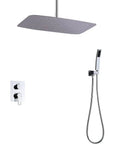 Sick 22 Inch Ceiling Mounted Rain Shower System Featuring a Large Rainfall Head and Removable Handheld Sprayer with Single Handle Hot and Cold Mixer Valve for Bathroom.