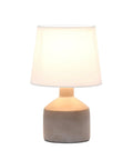 Gray Concrete Table Lamp With White Fabric Shade, Sleek Minimalist Nightstand Light For Living Room Or Desk