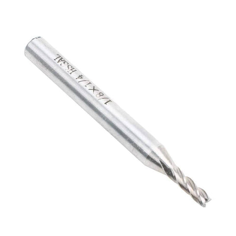 End mill bit, HSS, 4-flute straight cutter, 1/8 in shank × 1/4 in cutting diameter