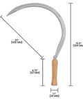 20 Inch Curved Weeding Sickle With Carbon Steel Blade And Wooden Handle, Ideal For Weeding, Grass And Landscape Maintenance