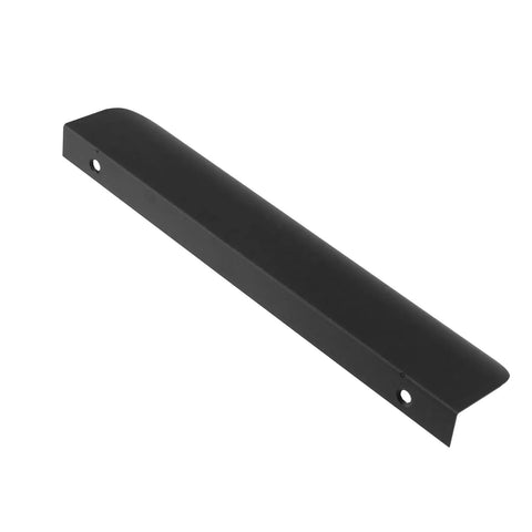 Matte Black Finger Edge Cabinet Pulls Concealed Handle 7.8 Inch 200mm Aluminum Alloy Durable Dope Pulls 2 Pack With Screws For A Modern Kitchen And Bath Cabinet Hardware, close-up view.