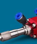 Pro Grade Precision Pneumatic Spray Valve With Micrometer Knob For Industrial Paint Glue Dispensing Heavy Duty Stainless Steel Housing G1/8 Thread 1 5mm Nozzle Compressed Air Atomizer close-up of nozzle and micrometer knob.