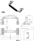 Diagram of Stainless Steel Folding Cabinet Handle 4 Inch 90 Degree Pull With Rubber Grip, installation on kitchen cabinet door.