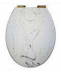 Heavy Duty Resin Toilet Seat With Chic Marble Texture Universal Slow Close Lid Engineered For The Daily Grind top view