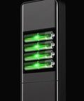 Game Changing Smart Door Lock With Smooth Fingerprint Recognition Password Keyless Entry remote control with visible battery indicators.