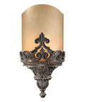 Goes Hard Solid Brass One Light Wall Sconce In Aged Bronze With Amber Mist Double French Scavo Glass flush-mounted design.