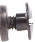 Heavy Duty Black Chicago Screws And Binding Posts For Leather Straps And Belts With Thru Hole Open Slot Design Perfect For Kydex Holster Repair And Rivet Replacement Built Damn Tough For Serious Grind Work Made In Usa Ten Pack close-up view of a black Chicago screw.
