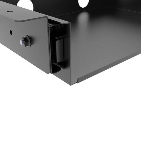 Level Up Your Desk Space With This Smooth Glide Under Desk Storage Shelf Featuring Built In Cable Management Tray for smooth sliding function.