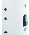 Heavy Duty 198 Gallon Solar Hot Water Heater Tank With Dual Copper Coil Heat Exchanger And Thick Polyurethane Insulation side view.
