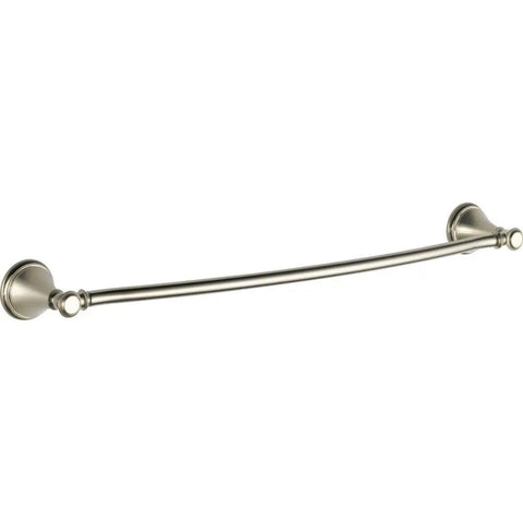 Cassidy 24 Inch Wall Mount Towel Bar with Brilliance Stainless Finish, heavy duty stainless steel bath hardware, side angle view.