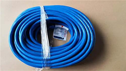 Badass 100 Foot Extension Cord With Glowing Lighted Ends Heavy Duty 10 Gauge Wire, blue coiled cord on a flat surface.