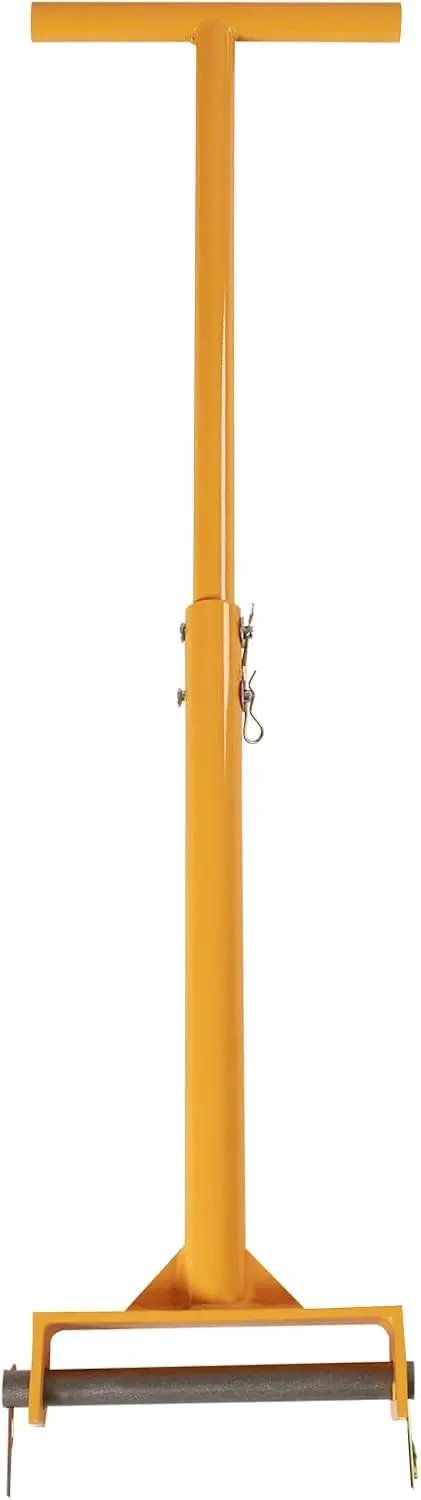 Heavy Duty Machinery Skates Built Tough For Seamless Warehouse Equipment Transport handle, yellow metallic with pull guidance.