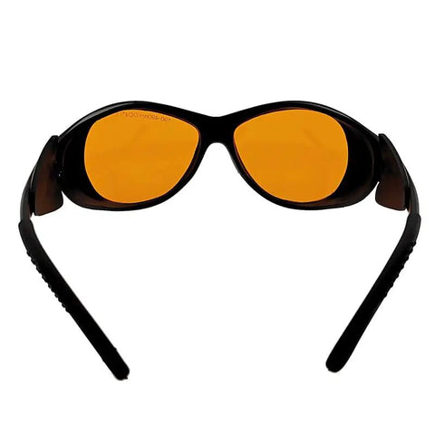 Top Shelf Protective Goggles For Violet And Blue Laser Projects Clear View Optics, heavy duty eyewear with orange lenses.