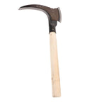 Long Handled Manganese Steel Multi Functional Sickle For Weeding And Harvesting With Ergonomic No Sweat Grip, wooden handle view