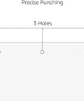 Diagram showing precise three-hole punching for standard paper with 9/32" holes, used in Three Hole Punch For Office And Home Use.