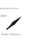 125 Grain Traditional Broadheads For Archery Hunting Dope Screw In Wide Heads 12 Pack shown with hardening process label