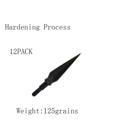 125 Grain Traditional Broadheads For Archery Hunting Dope Screw In Wide Heads 12 Pack shown with hardening process label