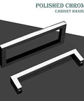 5 Pack Polished Chrome Cabinet Pulls Solid Zinc Alloy Drawer Pulls Square Bar Kitchen Cupboard Handles For 5 Inch Center Hole