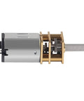 Side view of GA12 N20 12V 100RPM Gear Motor with reducer, showing metal gears and shaft for DIY robots and drones.